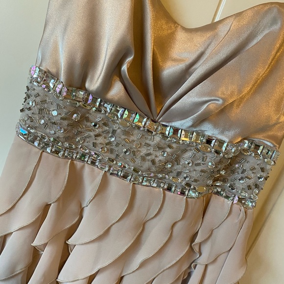 Champagne Strapless Dress w/ iridescent stones - Picture 2 of 2